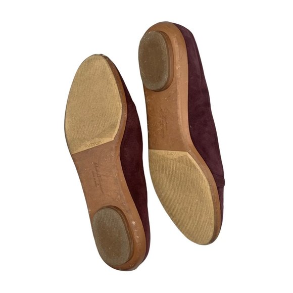 Salvatore Ferragamo Audrey Ballet Flats Women's Suede Burgundy Size 6C - Picture 8 of 9